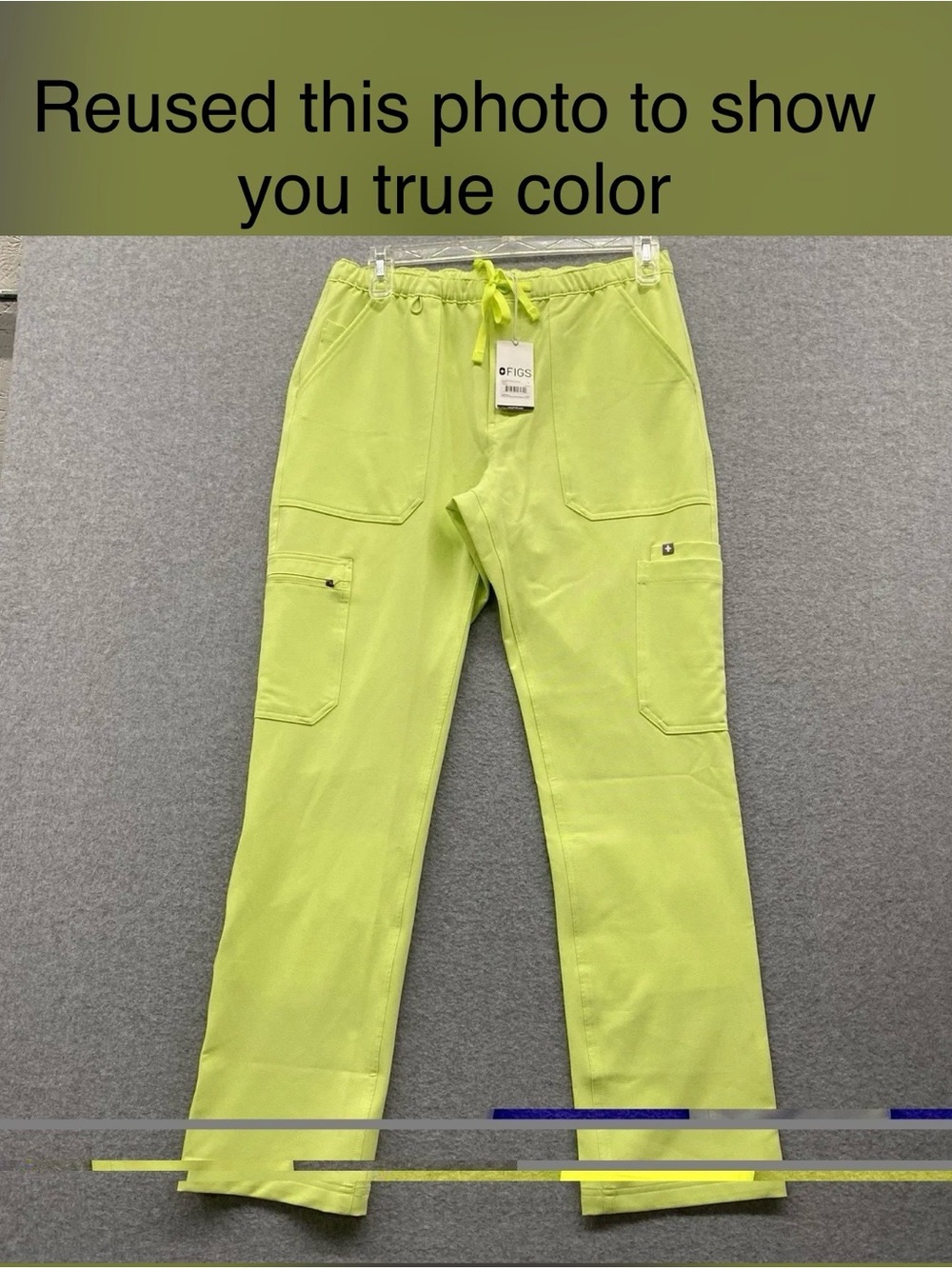 FIGS Scrub Pants Mens Cairo Cargo small short NWOT Highlighter Green